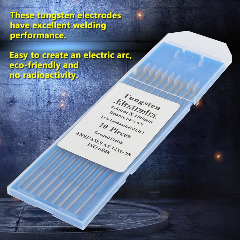 10pcs WL15 Lanthanum Tungsten TIG Electrodes for Steel Metal Alloy