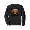 Leopard With Flowers Around Boho Style Graphic Sweatshirt