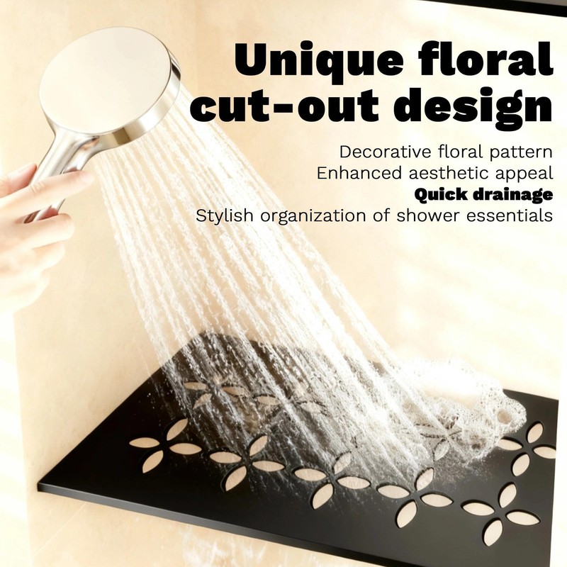 UKIAF 12 Inch Black Frosted Aluminum Material Shower Niche Shelf