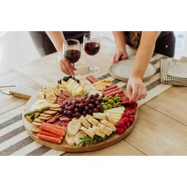 TOSCANA - a Picnic Time brand - Ravi Round Charcuterie Board, Wood Serving Platter, Cheese Board, (Mango Wood)