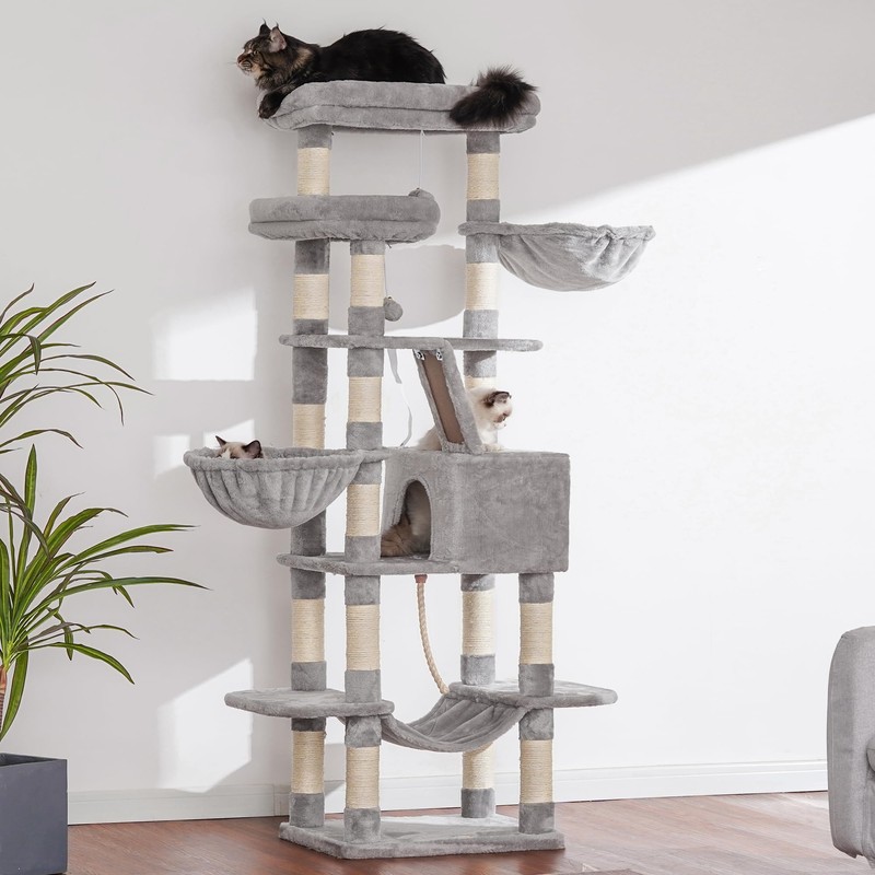 Heybly Cat Tree, 68 inch Multi-Level Cat Tower for Indoor