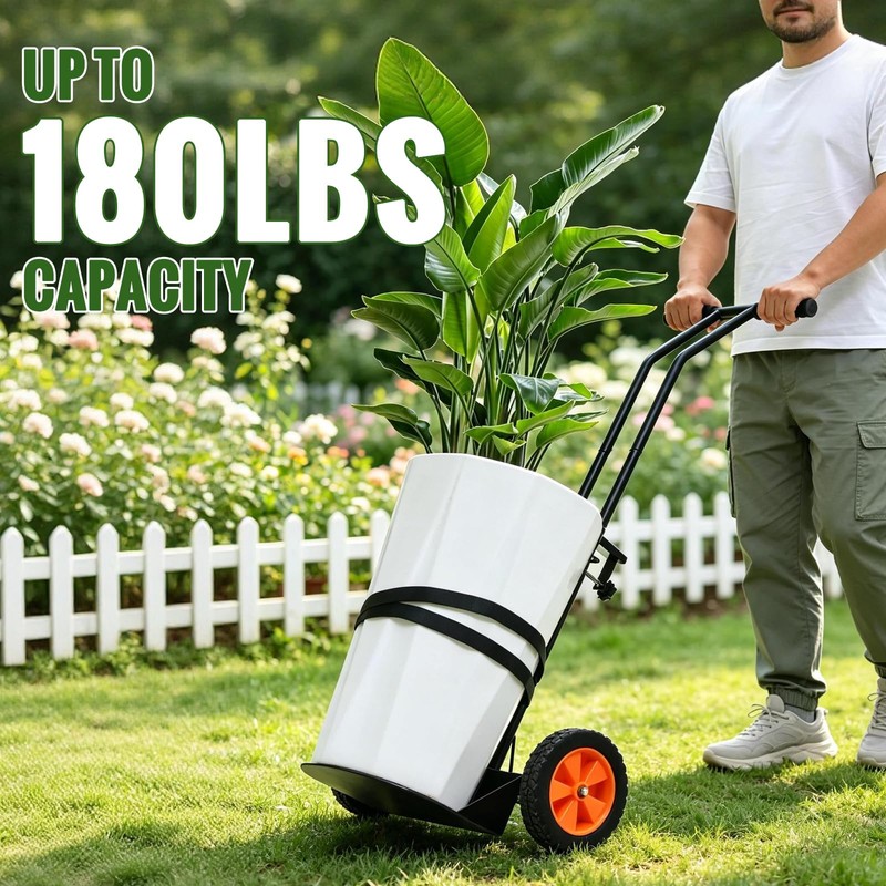 Plant Caddy with Wheels, 180LBS Stable Steel Base, Ergonomic &