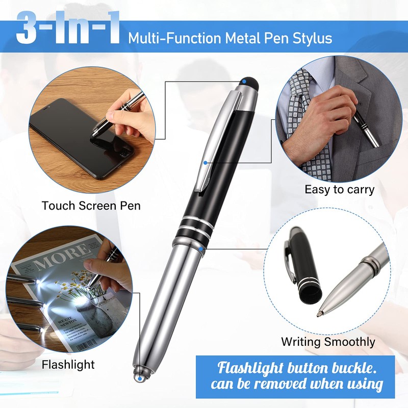 Zonon 15 Pieces LED Ballpoint Pen with Stylus Tip, Multi-Function