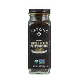 Watkins Gourmet Organic Spice Jar, Whole Black Peppercorns, Non-GMO, Kosher, 2.6 oz. Bottle, 1-Pack