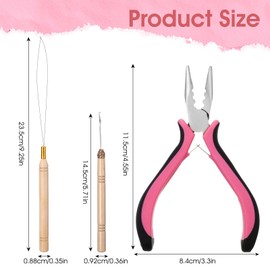 ElevateTech Hair Extension Tools Kit, 3 Pcs Microlinks Beads Tools Pliers Loop Needle Pulling Hook Tool 3-Hole Micro Links Hair Extensions Kit for Micro and Nano Ring Hairs Extensions or Removal