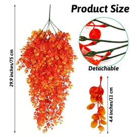 Hamiledyi 4PCS Fake Reptile Plants Hanging Plants for Reptiles with Suction Cup, Fake Amphibian Plants for Bearded Dragon Lizard Geckos Chameleon Tank (Orange)