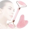 CATOR 2pcs Jade Roller Set, Gua Sha MassagegeräT, Natü Rliche