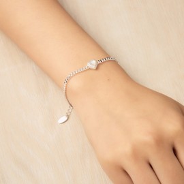 Philip Jones Mother of Pearl Heart Gemstone Bracelet Created with Zircondia® Crystals