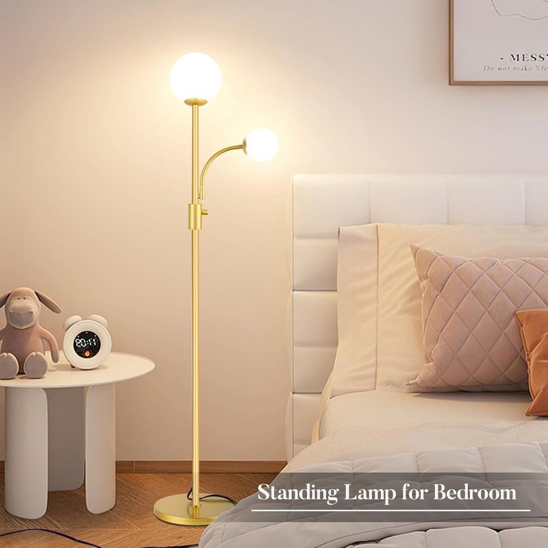Lightdot 63IN Dimmable Globe Floor Lamp, Brass Standing Lamps with