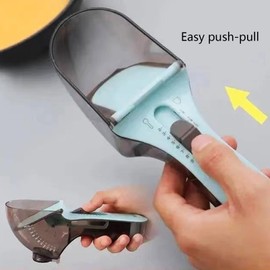 Measuring Spoons, Messlöffel Messlöffel gramm, Verstellbarer Messbecher und Messlöffel, mit Messskala, 2-teiliges Küchenbackmessgerät, geeignet für trockene und flüssige Zutaten, Kochen und Backen