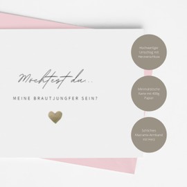 Bridesmaid Questions Card with Bracelet & Heart Envelope (Pink)