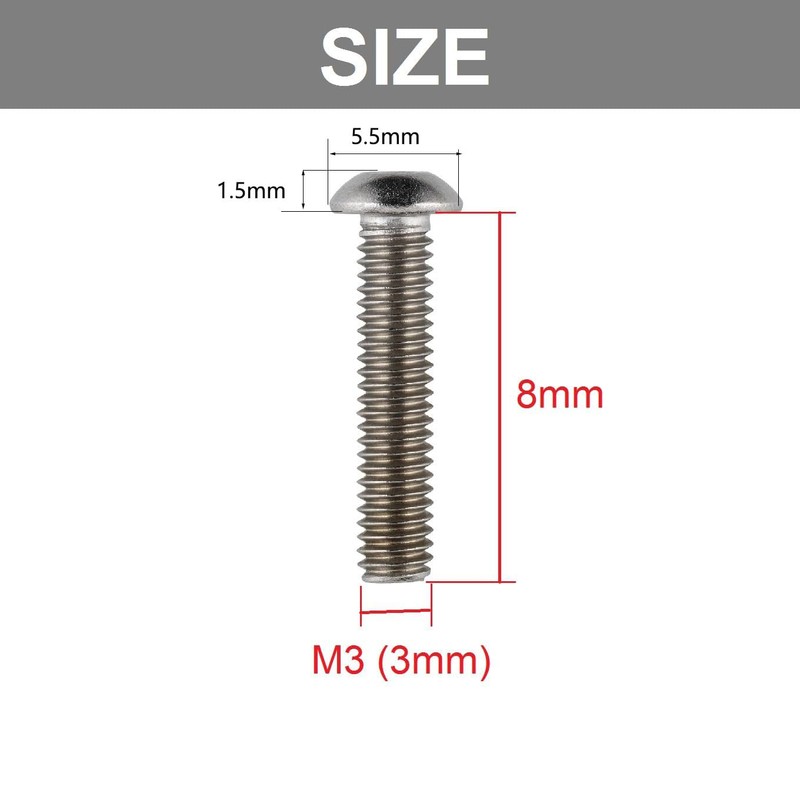 TA-VIGOR 120Pcs M3 x 8mm 304 Stainless Steel Button Head