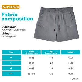 Aureonus Swimming Trunks for Men Swimming Shorts with Zip and Mesh Lining, gray, XL