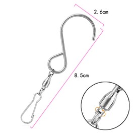 XINGSUI Pack of 16 Wind Chime Hooks, Double Clip Rotating Hooks, Stainless Steel Double Clip, for Hanging Wind Stockings, Flower Pots, Wind Chimes (8 Black + 8 Silver)