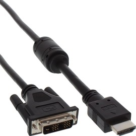 InLine® 17659 HDMI Male to DVI 18 + 1 Male Cable 19-Pin with Ferrite 0.5 m Black