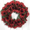 Artificial Poppy Wreath - Red Poppies with Leaves