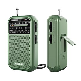 XHDATA D220 Portable Radio AM FM SW Radio Battery Operated Radio, Shortwave Radio with Headphone Jack, Excellent Reception Transistor Radio, Pocket Radio for Gift, Family, Elder (Green)