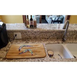 Caroline's Treasures 8158DDM Shrimp Dish Drying Mat Absorbent Dish Drying Mat Pad for Kitchen Counter Dish Drainer Mat for Countertop, 14 x 21", Multicolor