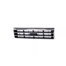 TopAlpha Chrome Grille Shell w/Silver Insert For 89-91 Ford F150 F250 F350 F53 F59 Bronco