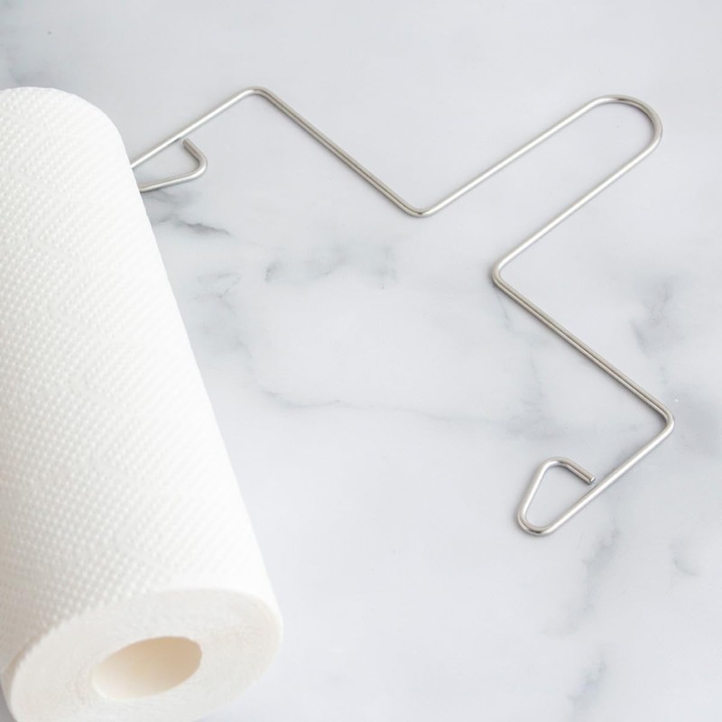 Kitchen Paper Holder, Hanging, One-Handed, Stainless Steel, Wire Hook, Wall