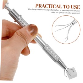 IWOWHERO Nail Art Sponge Set with Grabber White Color Fade Sponges for Manicure Durable and Easy to Use for Professionals and Beginners