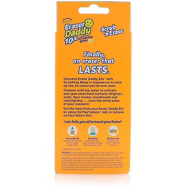 Scrub Daddy Eraser Sponge - Eraser Daddy 10x - Durable Melamine Eraser, Dual-Sided Scrubber, Temperature Controlled, Water Activated, All Purpose Cleaning for Walls, Baseboards, Kitchen Bathroom 2ct