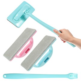 Mesh Screen Cleaner, Professional Window Screen Cleaner Tool, Detachable Mesh Cleaning Brushes Wet & Dry Dual-Use Large Brush Head Long-Reach Handle (Two Brush Heads)