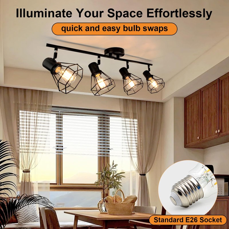LTBLIGHT LED Track Lighting Kit, 4-Light Adjustable Ceiling Light Fixtures,