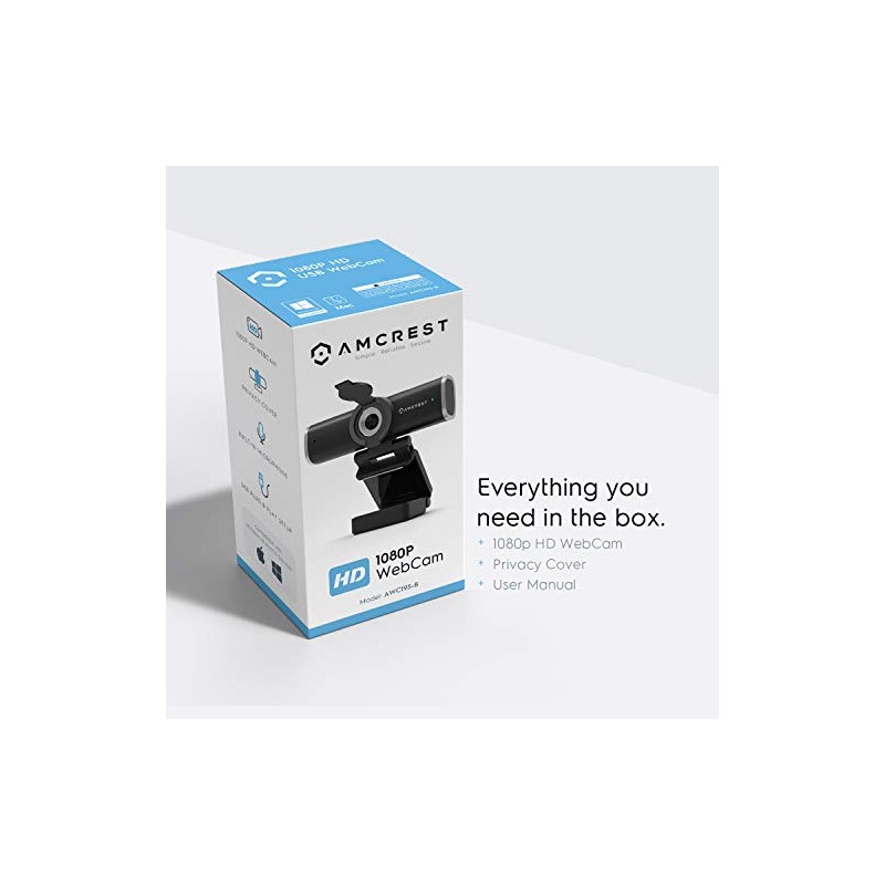 Amcrest Cámara Web 1080P con Micrófono para Escritorio, Cámara Web