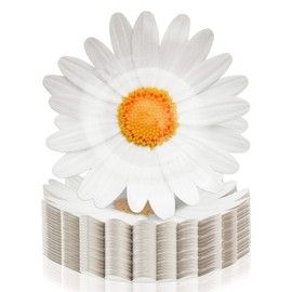 Yicentdp 100 Pack Daisy Floral Paper Plates Flower Disposable Dinner Plates 9.5 Inch Spring Summer Tableware for Boho Groovy Birthday Wedding Baby Shower Party Supplies (White)