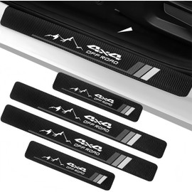 4Pcs 4x4 Tri-Color Car Door Sill Protectors Fiber Leather Retro Stripe Front Rear Door Edge Guard Stickers Compatible with Tacoma TRD 4Runner Tundra Rav4 Highlander (GW 4X4)