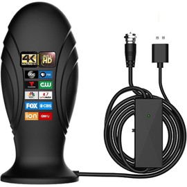 Amplified Indoor Outdoor Digital TV Antenna - Powerful Best Amplifier Signal Booster Wide Range Support 8K 4K Full HD Smart and Older Tvs with Coaxial Cable (A)