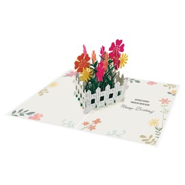 Designer Pop!, Birthday Pop-Up Greeting Card – Floral Design and 3D Flower Garden Card for Friends, Family and Special Someones (1 Card with 1 Yellow Envelope)