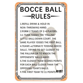 Bocce Ball Rules Vintage Metal Tin Sign,Scoring Rules Poster Wall Decor Door Hanging Plaque Bocce Ball Rules Rustic Decoration For Bar Pub Kitchen Home Rerstroom Garage Man Cave Shop Funny Retro Wall