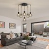 6-Light Pendant Light Fixtures, Industrial Farmhouse Hanging Lighting, Black Metal