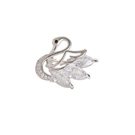 Shejuety women's brooch accessories, high-end sparkling diamond swan brooch, safety pin, fashionable and exquisite chest flower jewelry clothing decoration (silvery)