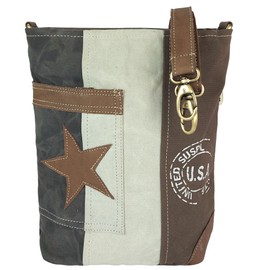 Sunsa Women's Shoulder Bag Vintage Canvas & Leather Crossbody Shoulder Bag with Star, Beige Brown Black