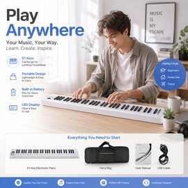61-Key Foldable Piano Keyboard for Beginners – Portable Electronic Keyboard with LED Display