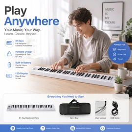 61-Key Foldable Piano Keyboard for Beginners – Portable Electronic Keyboard with LED Display