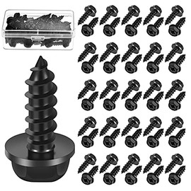 BBTO 50 Pieces Rustproof License Plate Screws Stainless Steel License Plate Frame Screws Plate Fasteners Screws for Fastening Frames and Covers on Cars and Trucks (Black)