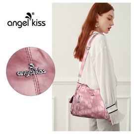 Angelkiss 2 Top Zippers Multi Pockets Women Handbags/Washed Leather Purses/Shoulder Bags 1193…