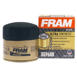 Fram FRAM Ultra Synthetic Automotive Replacement Oil Filter, Designed for Synthetic Oil Changes Lasting up to 20k Miles, XG9688 with SureGrip (Pack of 1)