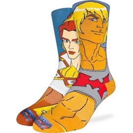 Good Luck Sock Men's Masters of the Universe, He-Man and Teela Socks, Adult, Shoe Size 8-13