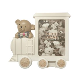 Suitcase Company Photo Frame, Photo Stand, Stylish, Wall Hanging, Tabletop, Large, 2L Edition, Gift, Present, Kids, Baby, Vertical, Bear, Train, White