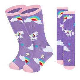 Kids Soccer Socks Girls Knee High Socks Boys Football Socks Baseball Socks Kids Athletic Socks Kids Tube Socks Printed Socks Purple Unicorn 3-6T