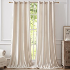 BULBUL Cream Curtains 96 inch Length- Set of 2 Living Room Ivory Velvet Blackout Window Drapes Curtains Thermal Insulated Room Darkening Decor Grommet Curtains for Bedroom Set of 2 Panels