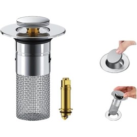 Washbasin Pop-up, Drain Plug, Drain Supplies, Suitable for Drainage Outlets with Inner Diameter 1.3 - 1.6 inches (34 - 40 mm), Drain Plug, Prevents Clogging of Drain Plugs, Odor Resistant Sewage