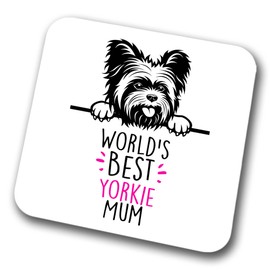 Yorkie World's Best Mum Coaster Dog Mum Yorkshire Terrier Mum Friend Funny Gift for Birthday Christmas, Yorkie Coaster