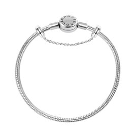 GNOCE Charm Bracelet Stainless Steel Snake Chain Metal Basic Charm Bracelet DIY Bangle with Round shaped Clasp