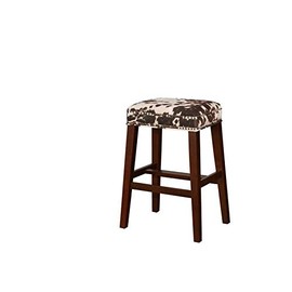Linon Walt 30.5" Wood Cow Print Bar Stool in Brown
